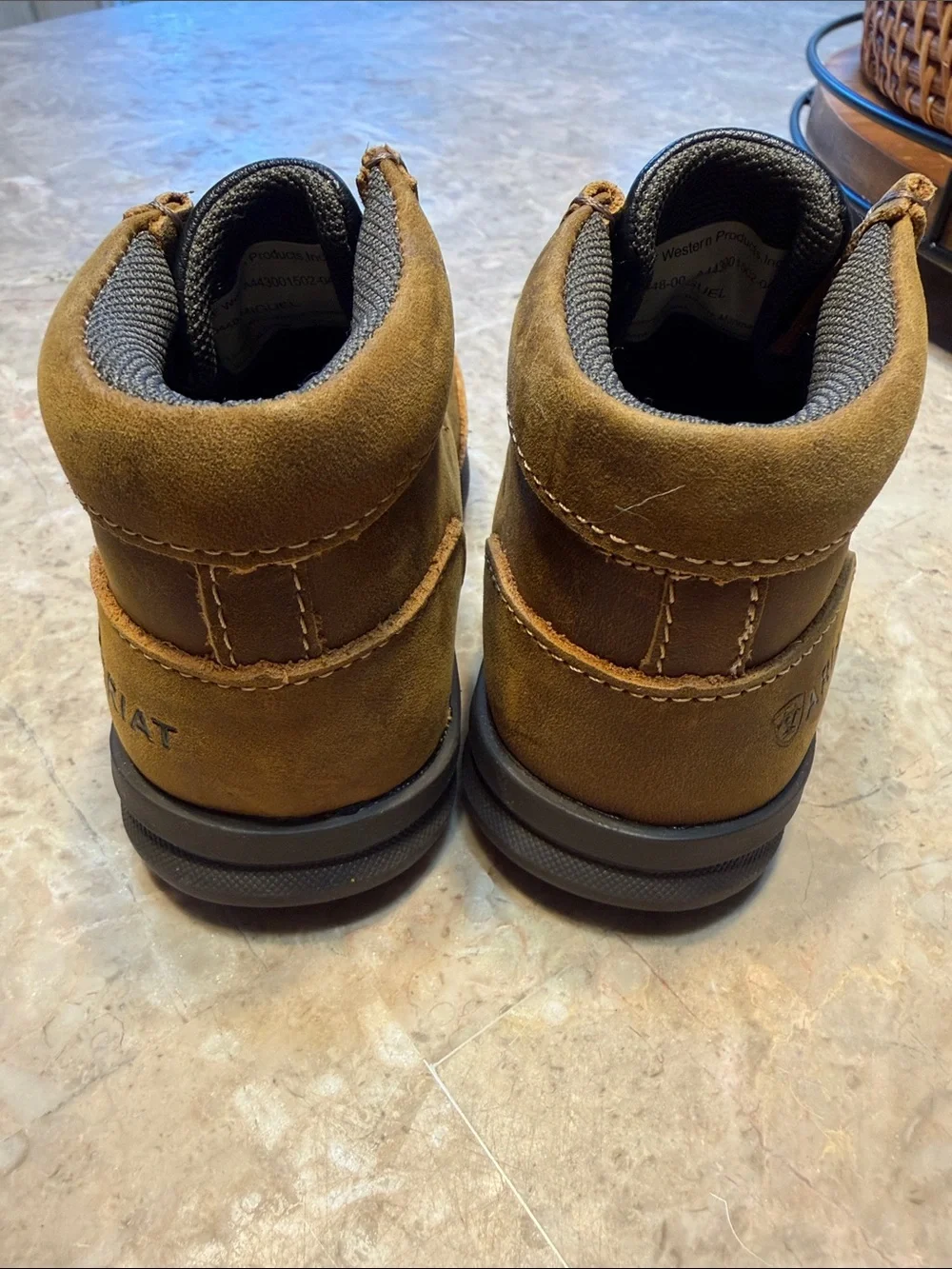 Ariat Kids Suede Moccasins in Brown with Black Inlay